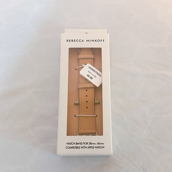 3 FOR $35! 📦 NIB REBECCA MINKOFF Smooth Leather Apple Watch Strap Nude 2… - Picture 2 of 4